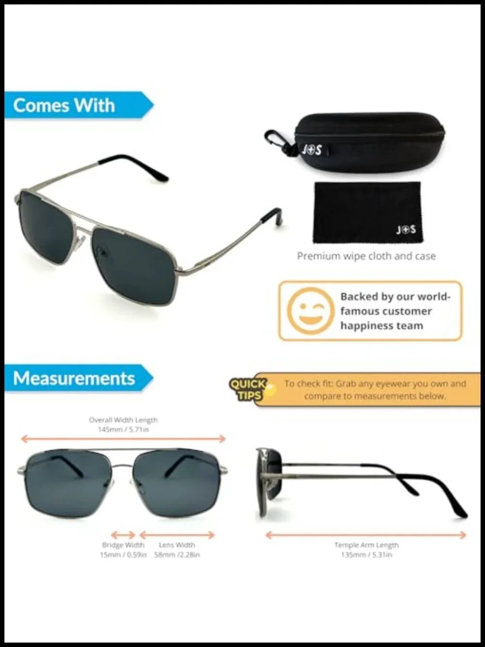 Retro Rectangle Aviator Polarized Sunglasses Metal Spring Hinge UV 400